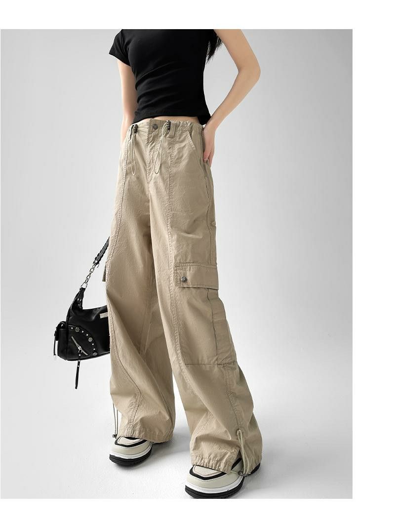 Dynamische werkbroek voor meisjes, lente- en zomerhiphop voor dames, enkelband, losvallend Amerikaans model, wijde pijpen, High Street_voghion.com