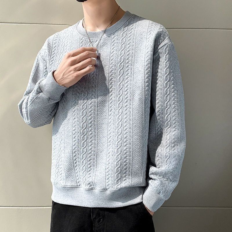 Herrenbekleidung, Fleece-gefüttertes Kapuzenpullover-Sweatshirt – Langarm-Strickpullover, atmungsaktiv und bequem, leicht und warm, gerippte Bündchen, einfarbig_voghion.com