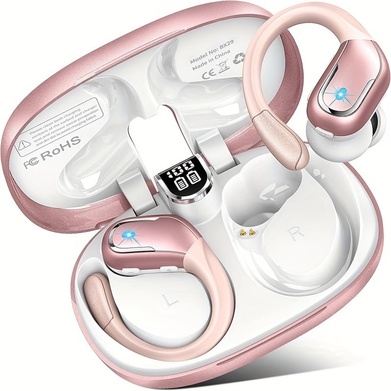Wireless Earbuds, TWS Sports Earphones With Earhooks, Wireless Running With ENC Noise Cancelling Mic, IP7 Waterproof Earphones 3D Deep Bass Over Ear,_voghion.com