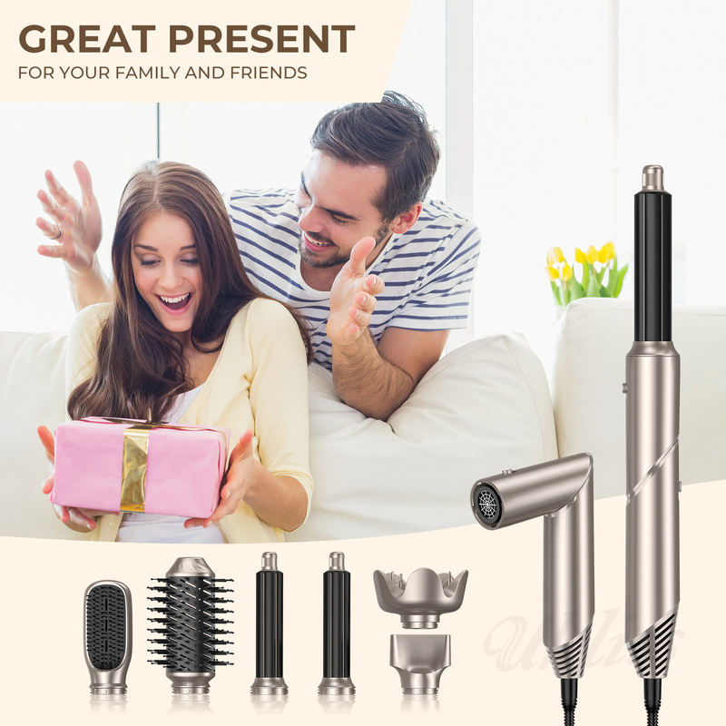New Hot Air Multifunctional Six In One Foldable Dryer Curling Iron Automatic Styling Straight Hair Comb_voghion.com
