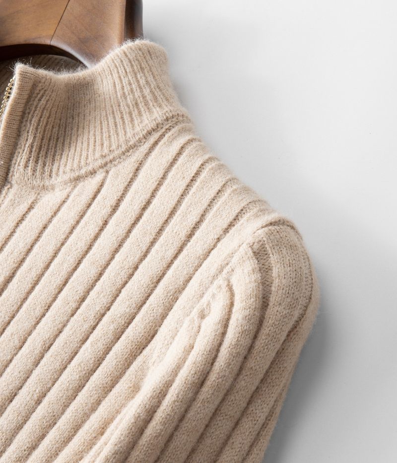 Men's Clothing spring and autumn new men's half knit sweater high collar zipper fashion solid color pullover casual sweater men_voghion.com