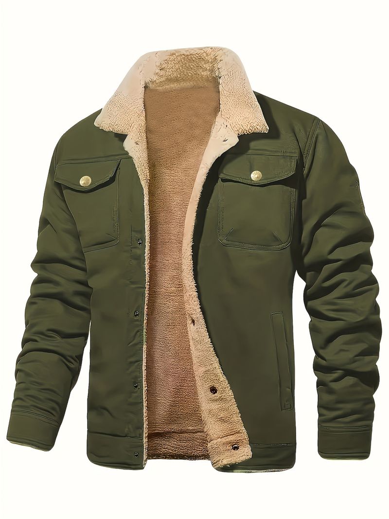 Giacca da lavoro oversize da uomo, foderata in pile di poliestere, a maniche corte, stile britannico giovanile, autunno inverno 2024_voghion.com