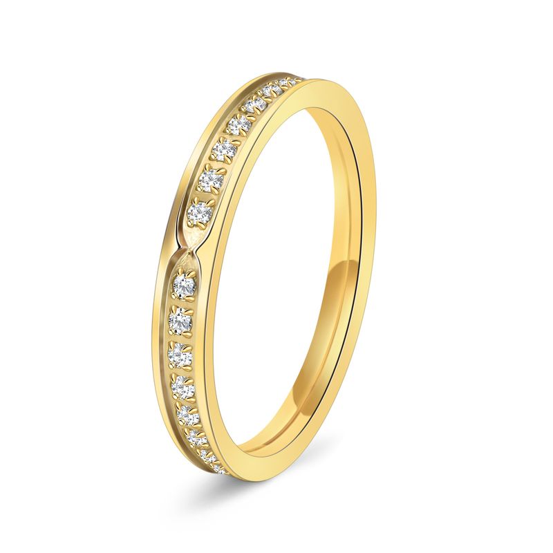 Bague de fiançailles en acier inoxydable haut de gamme pour femme avec diamants, bague simple_voghion.com