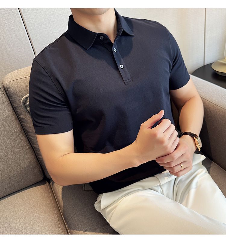 Polo à manches courtes pour homme, nouveauté spéciale été, en coton, confortable, petit revers, non marquant, pressage, version coréenne, coupe ajustée, Paul_voghion.com