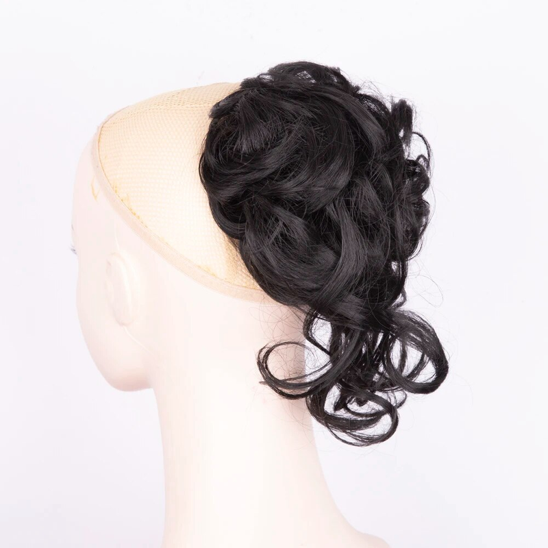 Sintético bagunçado bun pedaço scrunchie despenteado updo extensões de cabelo encaracolado ondulado rabo de cavalo chignon com elástico para mulher_voghion.com