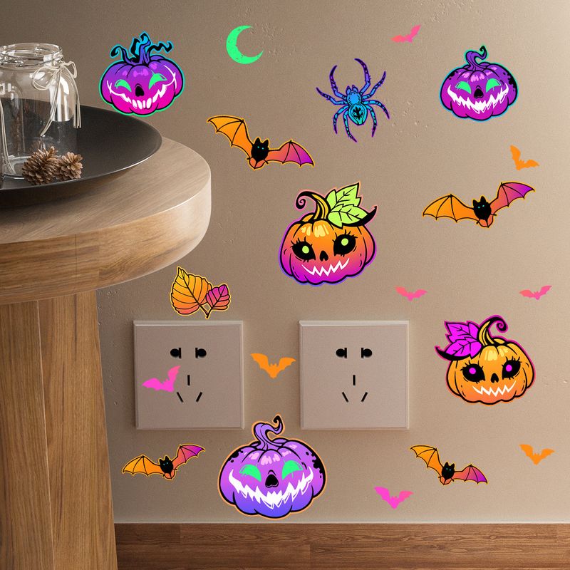 Glow In The Dark Halloween Wall Stickers - 6PCS Ghost Bat Spider Fluorescent Decals For Home Party Decor (20x15cm)_voghion.com