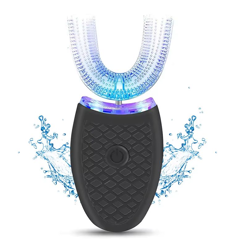 Cepillo de dientes eléctrico automático en forma de U - Portátil, de silicona de grado alimenticio, para adultos y niños, viajes, resistente al agua IPX7, certificación CE._voghion.com