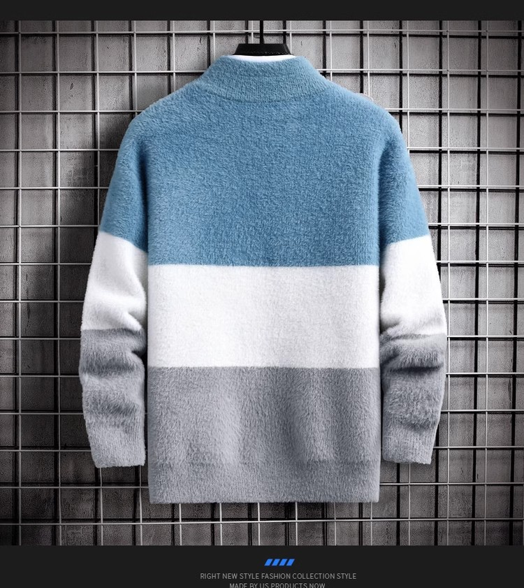 Maglione in velluto di visone da uomo mezzo dolcevita camicia con fondo felpa autunno inverno maglione di cashmere ispessito alla moda abbigliamento invernale caldo uomo_voghion.com