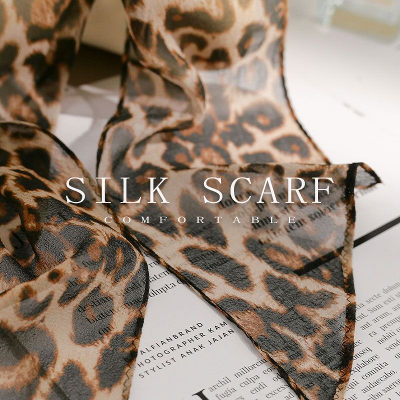 Modischer Leopardenmuster-Schal aus reinem Schal für Frauen, Frühling, Sommer, neues Mulberry-Seidenband, Haarband, Geschenk_voghion.com