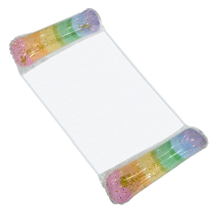 Aufblasbare Pool-Hängematte mit Glitzer-Farbverlauf – umweltfreundliches PVC-Schwimmbett mit atmungsaktivem Netz (200 cm, UV-beständig, für Erwachsene, schnelltrocknend und tragbar)_voghion.com