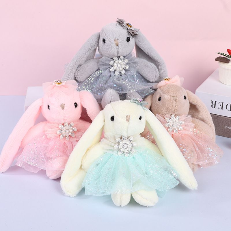 Spielzeug Süßes Plüschhäschen Puppenspielzeug Langohrkaninchen handgemachter Rag Doll Schlüsselanhänger_voghion.com