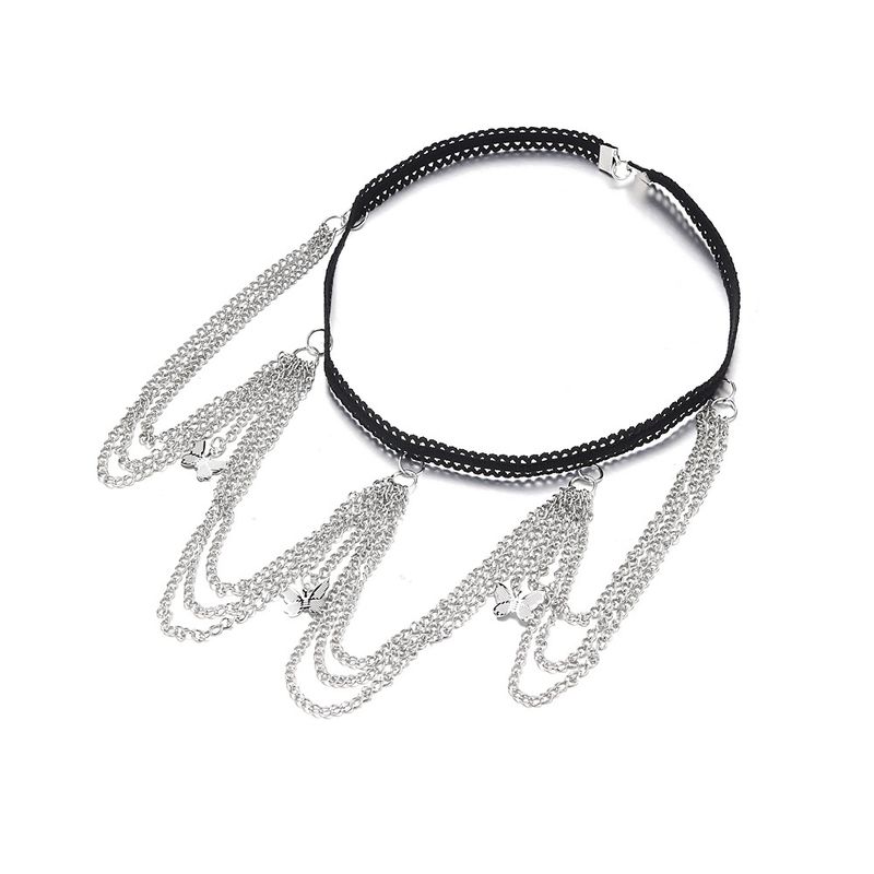 Fascia elastica in pizzo sexy da spiaggia, ciondolo a farfalla, catena multistrato, accessori per le gambe_voghion.com