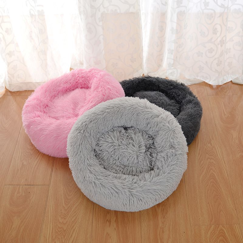 Tappetino per cani e gatti, lungo e rotondo, in peluche, per dormire profondamente e in modo caldo._voghion.com