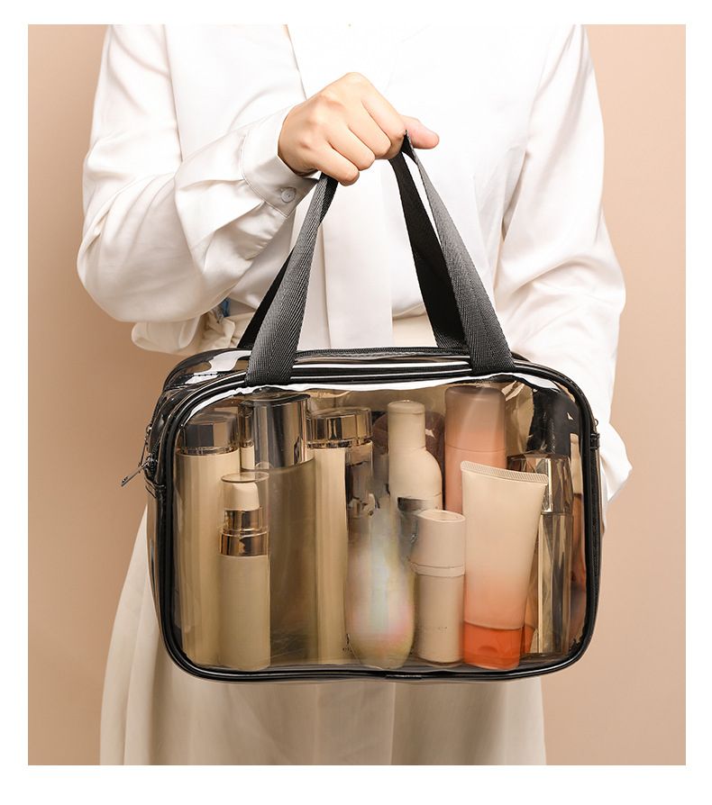 PVC Double Layer Dry Wet Separation Swimmin Thickened Compartment Transparent Bathin Waterproof Gym Toiletry Makeup_voghion.com