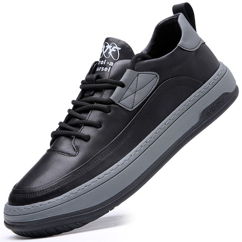 Herren Weiße Sneakers Echtes Leder Casual 2025 Frühling Neue Crooked Head Clown Rindsleder Board Schuhe Trendy_voghion.com