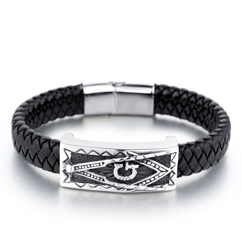 New Men's Trend Cool Leather G Bracelet Accessories Stylish Simple Temperament Wrapped Hand Rope Commuter Vacation Daily_voghion.com