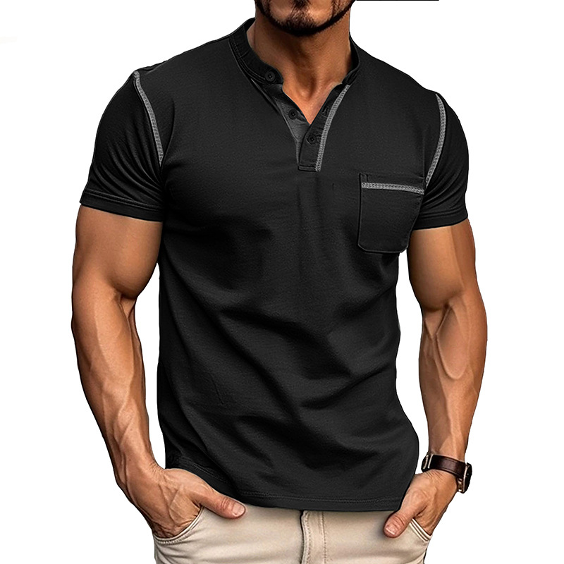 Maglietta Henley da uomo a maniche corte estiva 2024_voghion.com