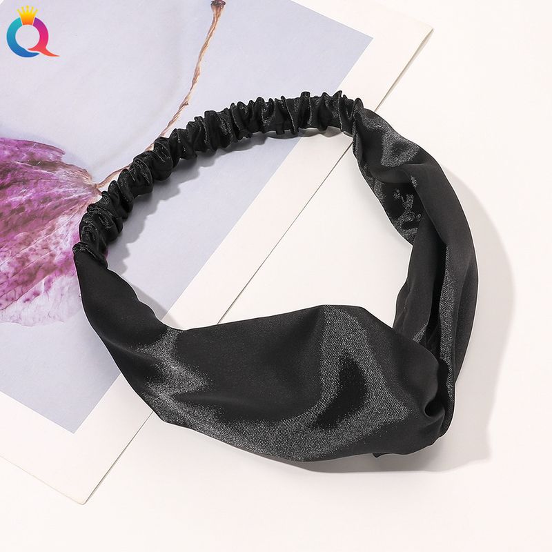 Satin Hairband - Crisscross Headband For Women, Elegant Boho Hair Accessory (Solid Color, Adjustable, 2.5cm Width)_voghion.com