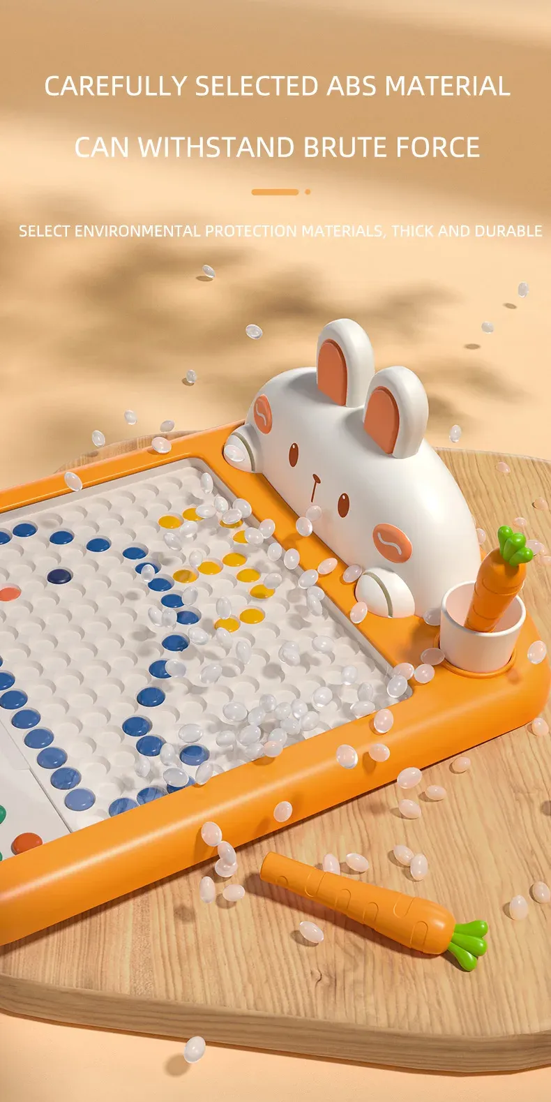 Rabbit Magnetic Drawing Board Children Magnetic Beads Pen Control Graffiti Board Paiting Teaching Tool Montessori Toy K_voghion.com