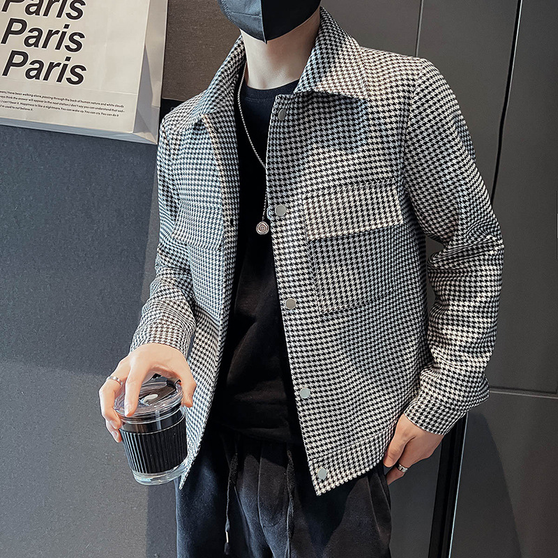 Giacca a griglia Qianniao di Design sense, versione coreana, abbigliamento casual maschile, stagione primaverile e autunnale, marchio alla moda,_voghion.com