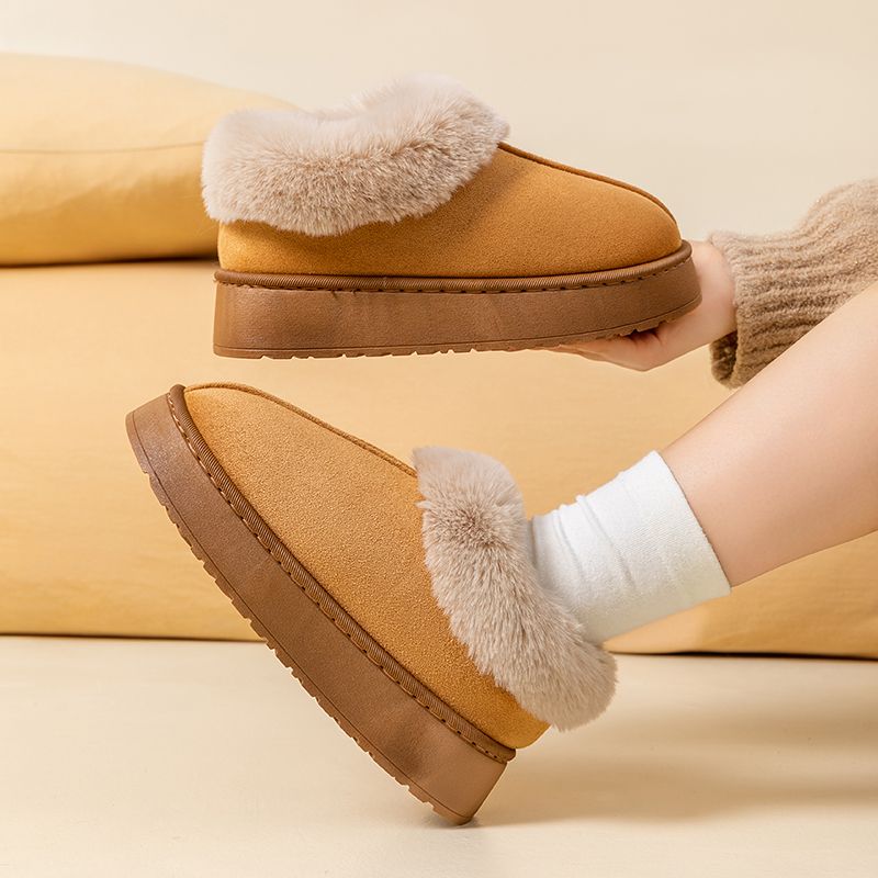 Winter Women Fashion Snow Boots Fluffy Plush Fur Soft Slippers Outdoor Indoor Comfortable Warm Home Men's Shoes_voghion.com