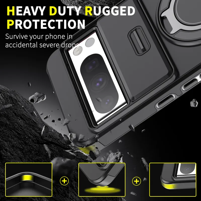 Carcasă hibridă rezistentă la șocuri, cu inel magnetic metalic, cu strat dublu, pentru Google Pixel 9 7 8 Pro XL 8A, protecție pentru lentilă pentru cameră glisantă_voghion.com