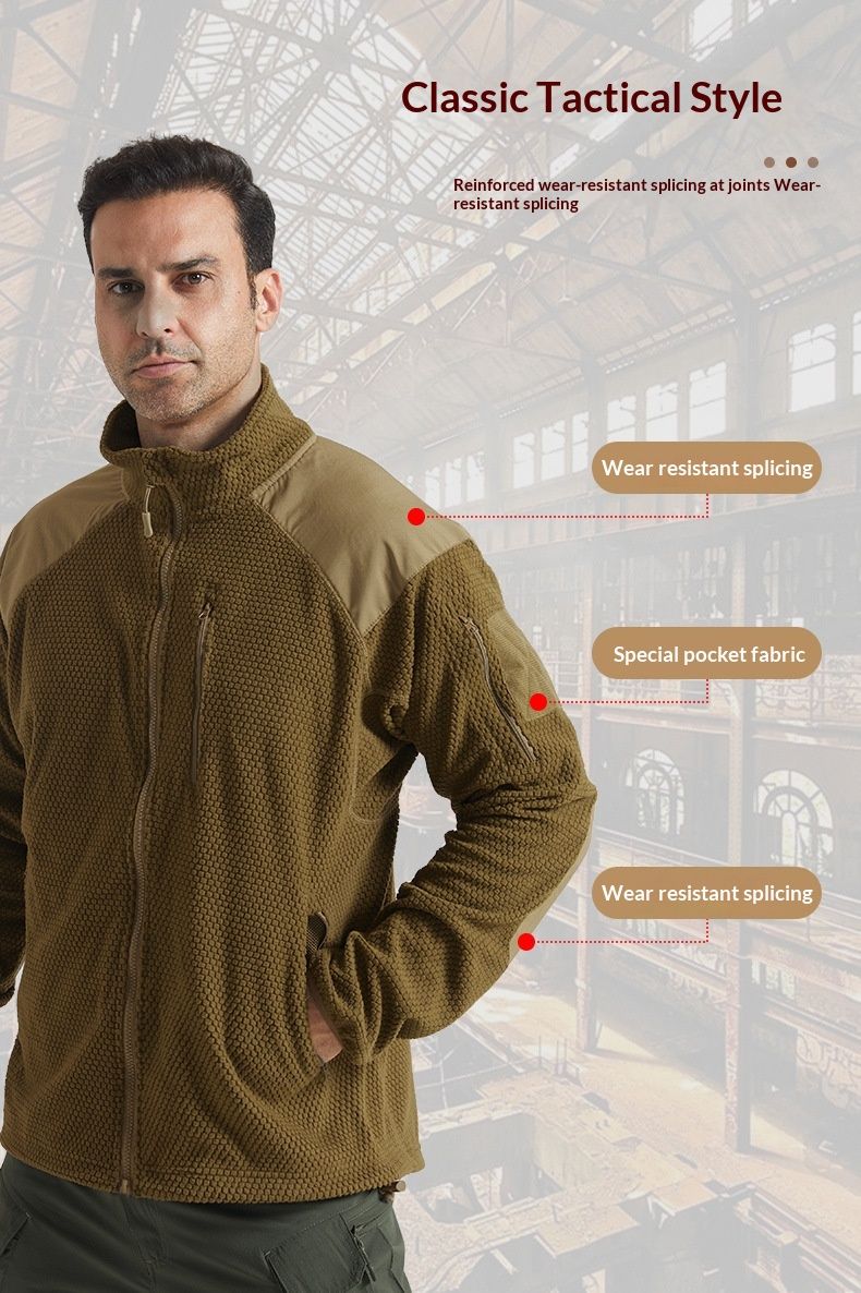 Cove Football Grid Outdoor-Sportjacke mit Stehkragen, Fleece-Taktikjacke, warm, Herren-Softshelljacke, Innenfutter, Campingausrüstung_voghion.com