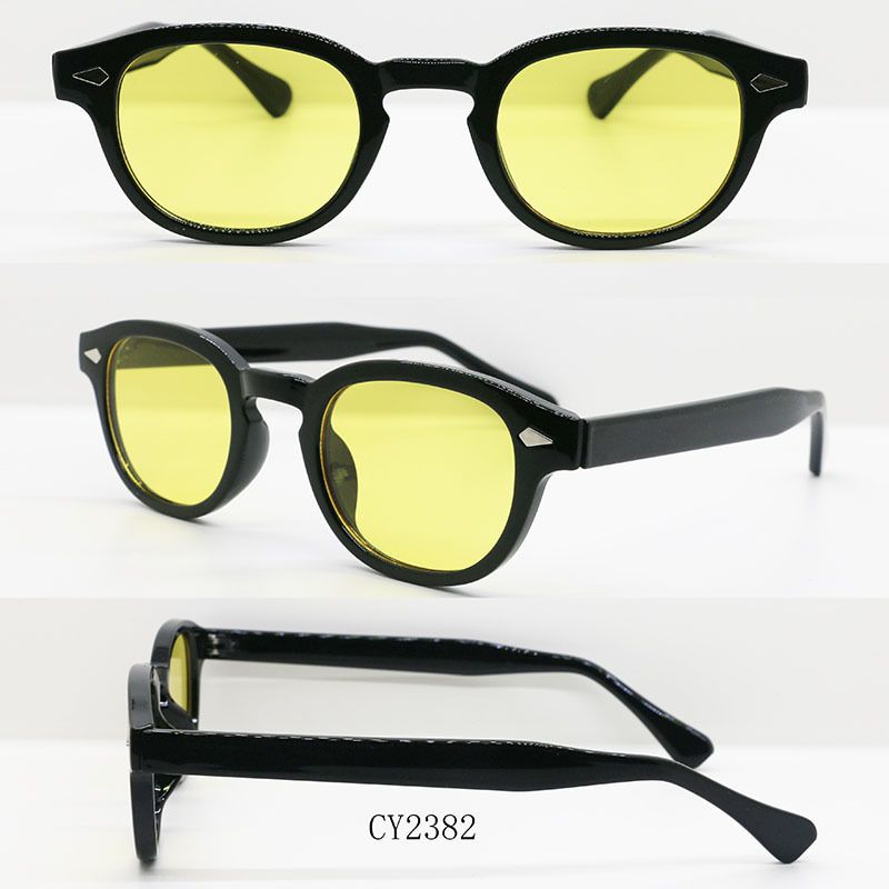 Occhiali da sole con montatura rotonda e lenti color oceano, stile Rice Stud_voghion.com