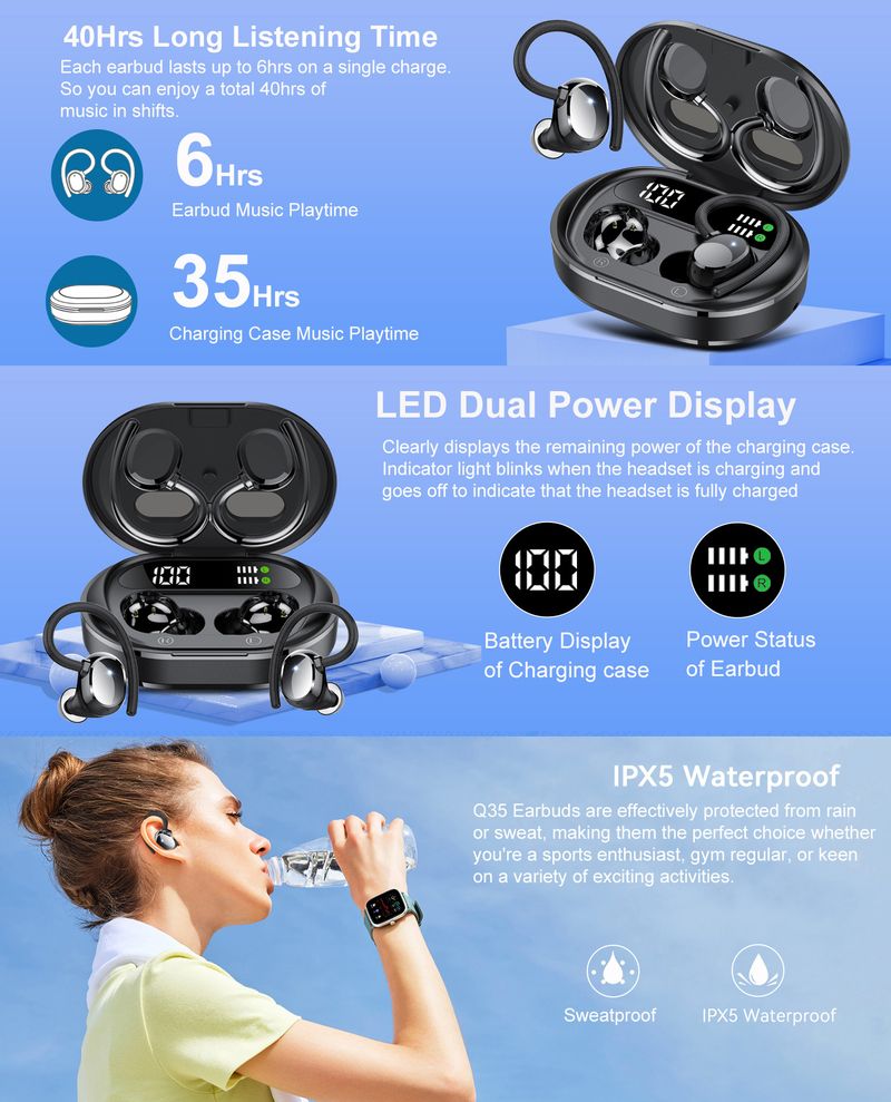 New Cross Border Ear Hook Sports Business Bluetooth Headset Private Model Noise Reduction TWS Bluetooth Headset Factory Wholesale_voghion.com