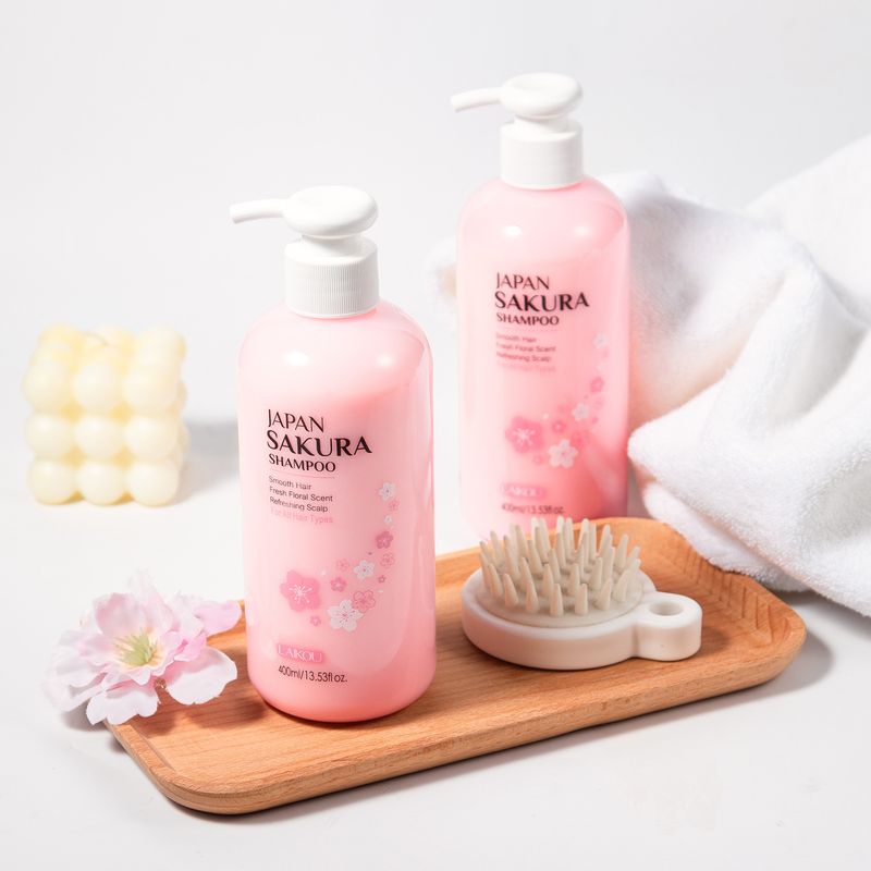 LAIKOU Sakura Shampoo 400ml Grote Fles Reinigt, Verzacht, Houdt Langdurig en Laat Geur Achter_voghion.com