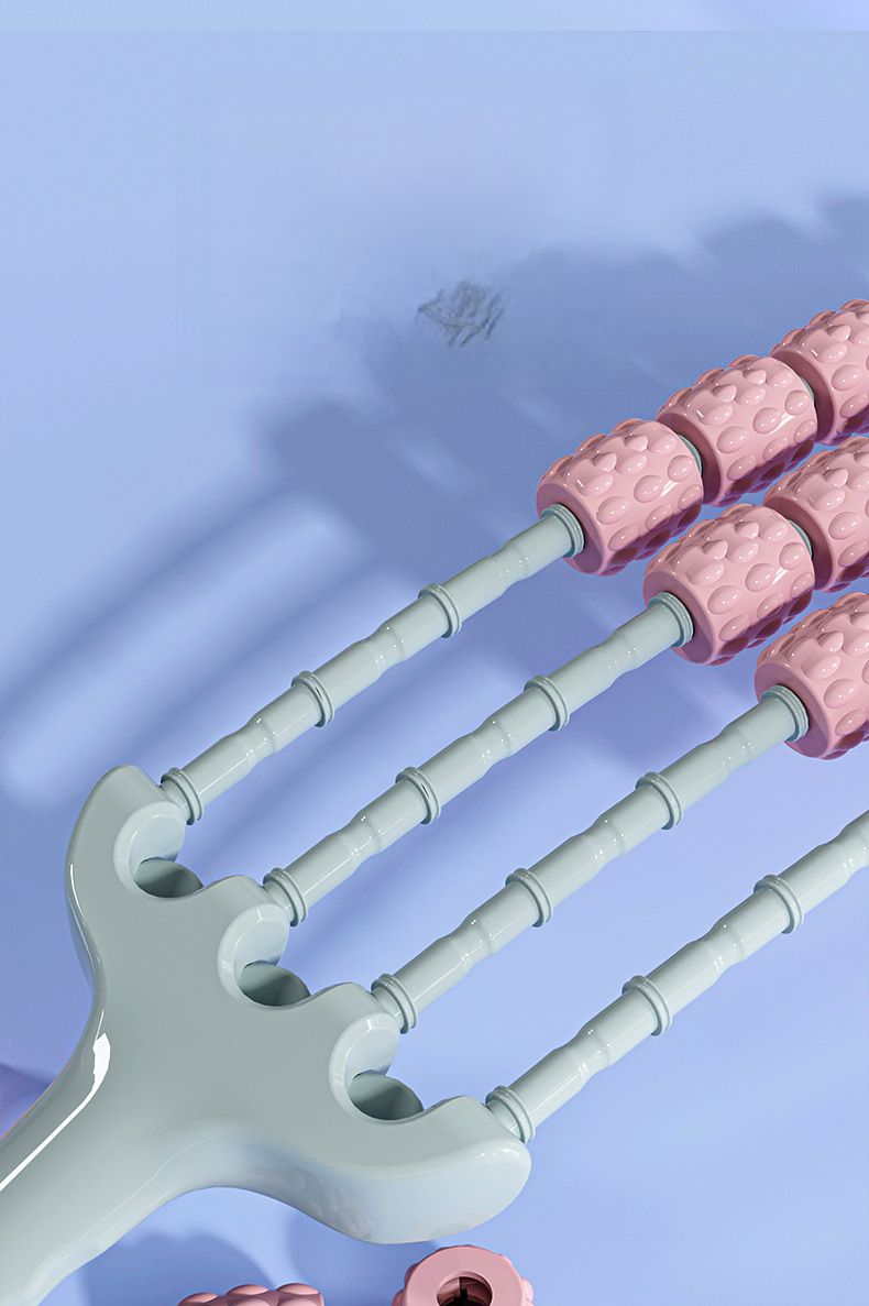 Bastone da massaggio per il rilassamento muscolare, per l'allenamento dell'integrazione sensoriale dei bambini, pieghevole a quattro file, con denti di lupo_voghion.com