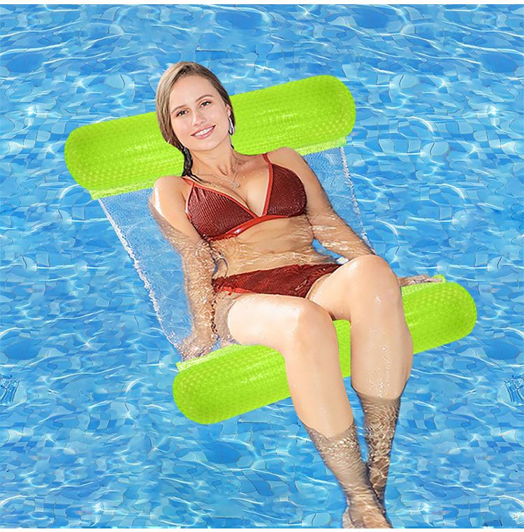 Çevre Dostu Yüzen Hamak - Çift Hava Tüplü ve Güçlendirilmiş Ağlı Premium İnci Kaplamalı PVC (Yetişkinler İçin Katlanabilir Tasarım, Göl/Havuz Kullanımı 200 cm)_voghion.com