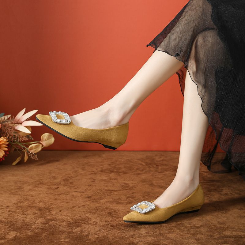 Frühling Neue Strass Quadrat Schnalle Ultra Weiche Single Mit Ferse Wildleder Schwarz Faul Flache Schuhe Für Frauen High-End Kleine_voghion.com