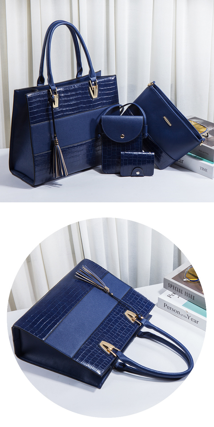 Borsa a tracolla Nuova borsa a tracolla alla moda e alla moda Borsa da donna a quattro pezzi con motivo a coccodrillo retrò_voghion.com