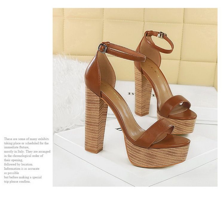 Women's Elegant Strappy Open-Toe High Heel Sandals With Chunky Heel & Platform Black Brown White Sizes 34-40 Super High Heel Waterproof Platform Shoes_voghion.com