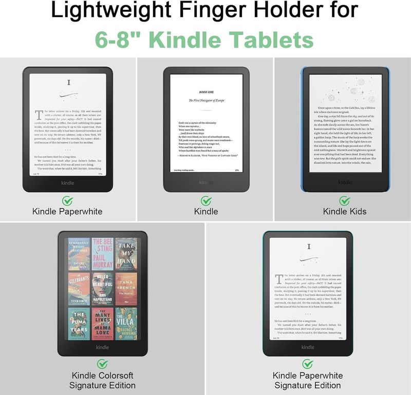Alça de aderência para Kindle e tablet – Suporte ergonômico de silicone antiderrapante para leitura na cama/no trajeto (operação com uma mão, dispositivos universais de 6 a 10 polegadas)_voghion.com