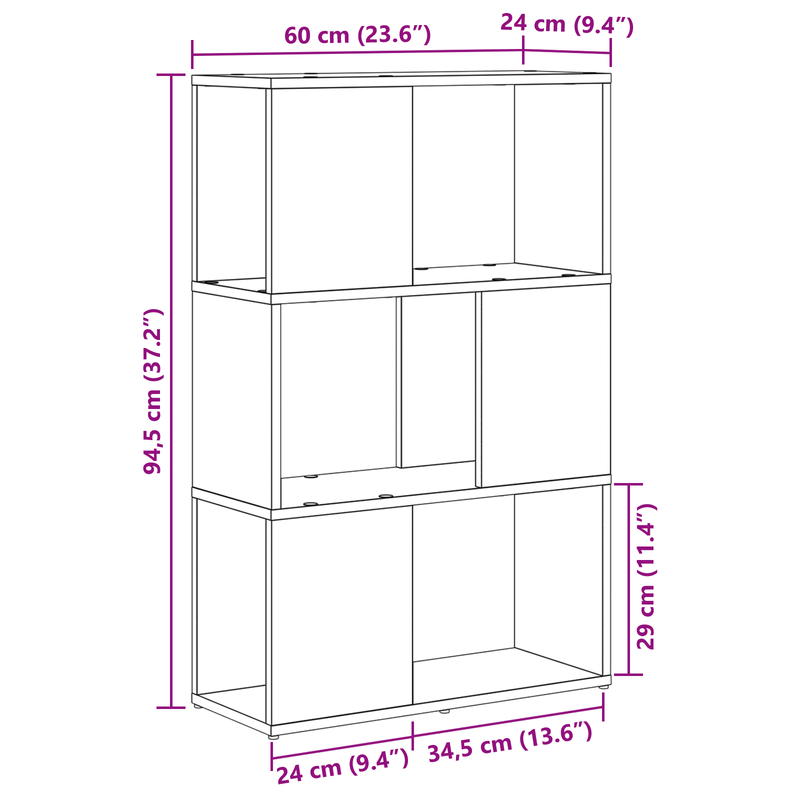 Unterhaltungszentrum Schwarze Eiche Holzwerkstoff 60 x 24 x 94 cm_voghion.com