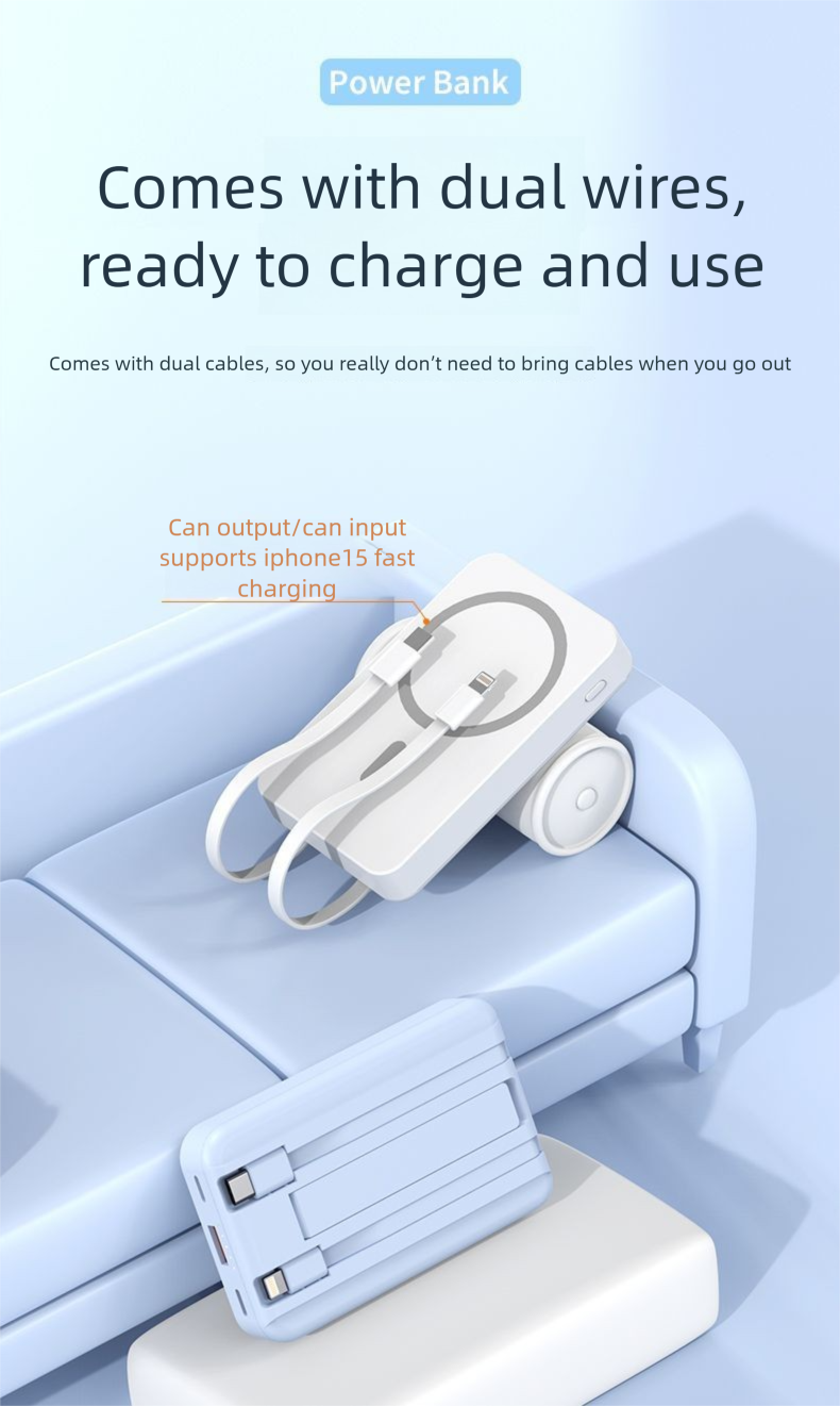3C Certified Wireless Power Bank Magnetic Suction Built-in Cable Fast Charging 20000mAh Mini Compatible With IPhone_voghion.com