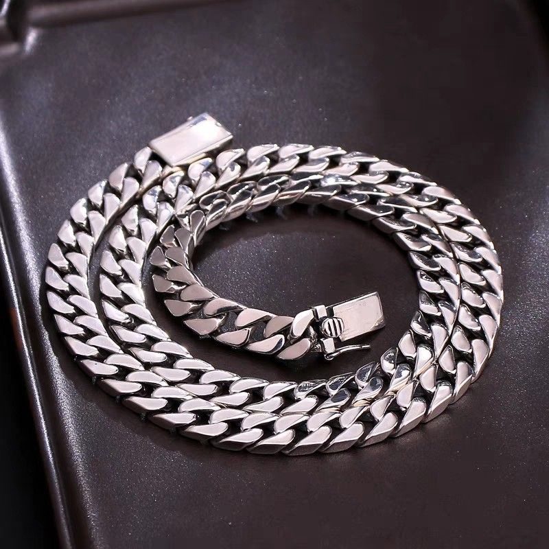 Collana cubana in argento sterling per uomo, elegante e alla moda, regalo hip-hop con catena spessa._voghion.com
