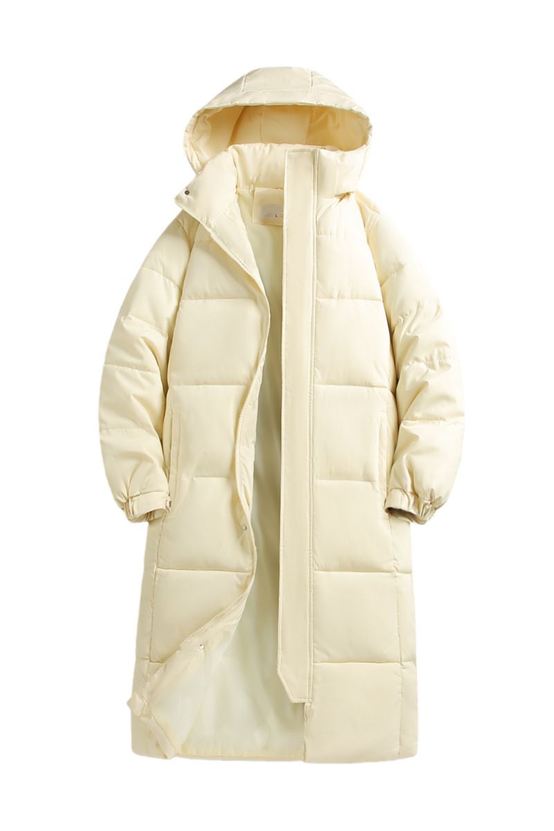 Cappotto invernale lungo unisex – Parka foderato in pile lungo fino al ginocchio con cappuccio staccabile (XS-XXXL, nero/bianco/blu/giallo)_voghion.com