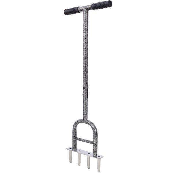 Lawn Coring Aerator, 4 Corer Plug Aerator Tool With Soft Rubber Grip, Manual Grass Aerating Tool, Garden Tool & Cleaning Hand Tool For Loosening_voghion.com