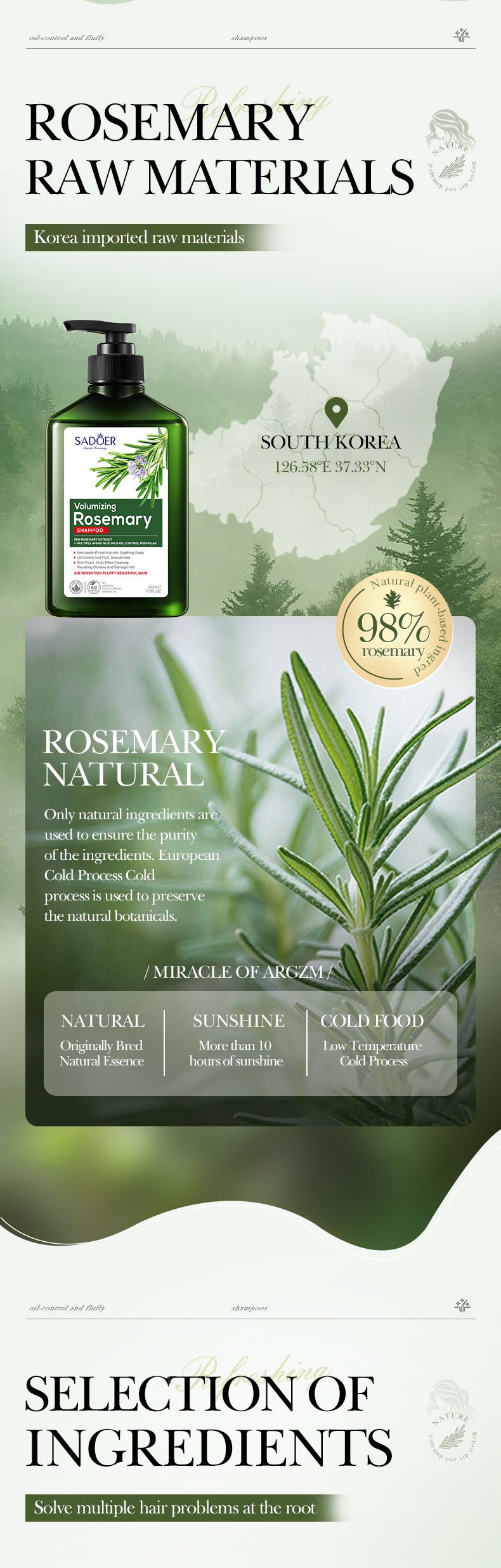 SADOER Rosemary Anti Dandruff Control Oil Control Volumizing And Smoothing Shampoo 500ml_voghion.com