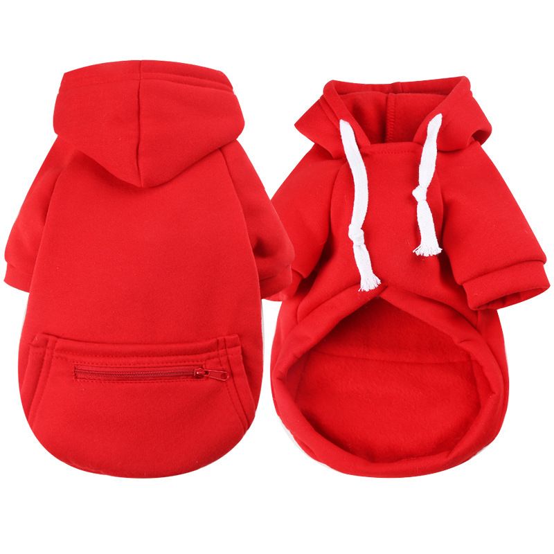 Autumn Winter Medium Large Zipper Pocket Dog Clothes Cat Hoodie Teddy Pomeranian French Bulldog Pet Supplies_voghion.com