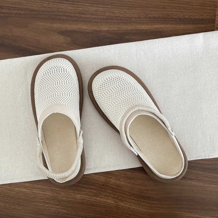 Damesschoenen met één stuk, tweedelige Baotou-pantoffels met zachte zool, bovenkleding, ademend mesh, instapschoenen met één stuk_voghion.com