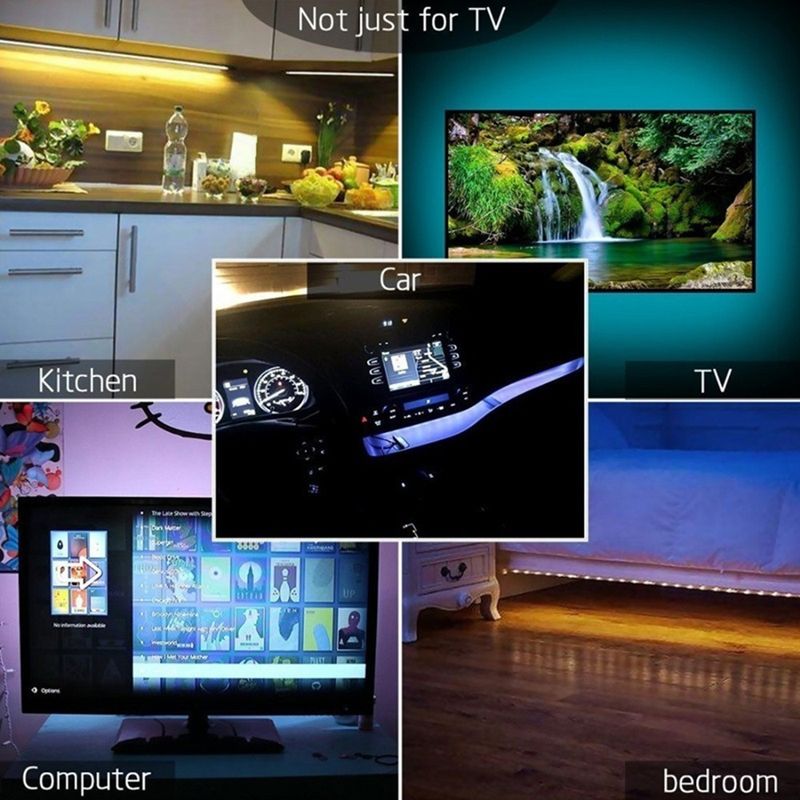 Tira de luces LED RGB de 5 V a batería - SMD 3535 con control remoto IR, 16 modos de cambio de color para retroiluminación de TV y decoración DIY (certificación CE)_voghion.com