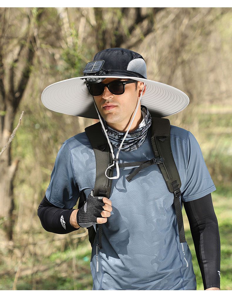 Dual-Fan Solar-Powered Cooling Hat With Adjustable 3-Speed & Wide Brim - UPF50+ Sun Protection For Outdoor Activities_voghion.com