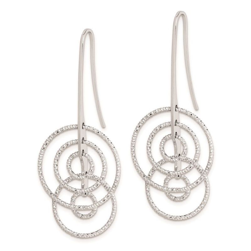 Sterling Silver Rhodium Plated D/C Circles Dangle Earrings_voghion.com