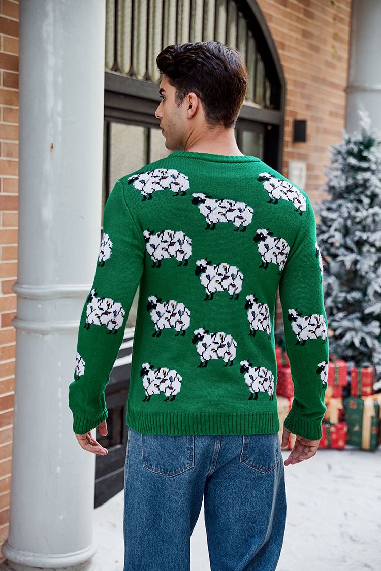Alpaka-Jacquard-Langarm-Weihnachtspullover für Herrenbekleidung 2024 Herbst/Winter Neuer lässiger Strickpullover mit Kapuze_voghion.com