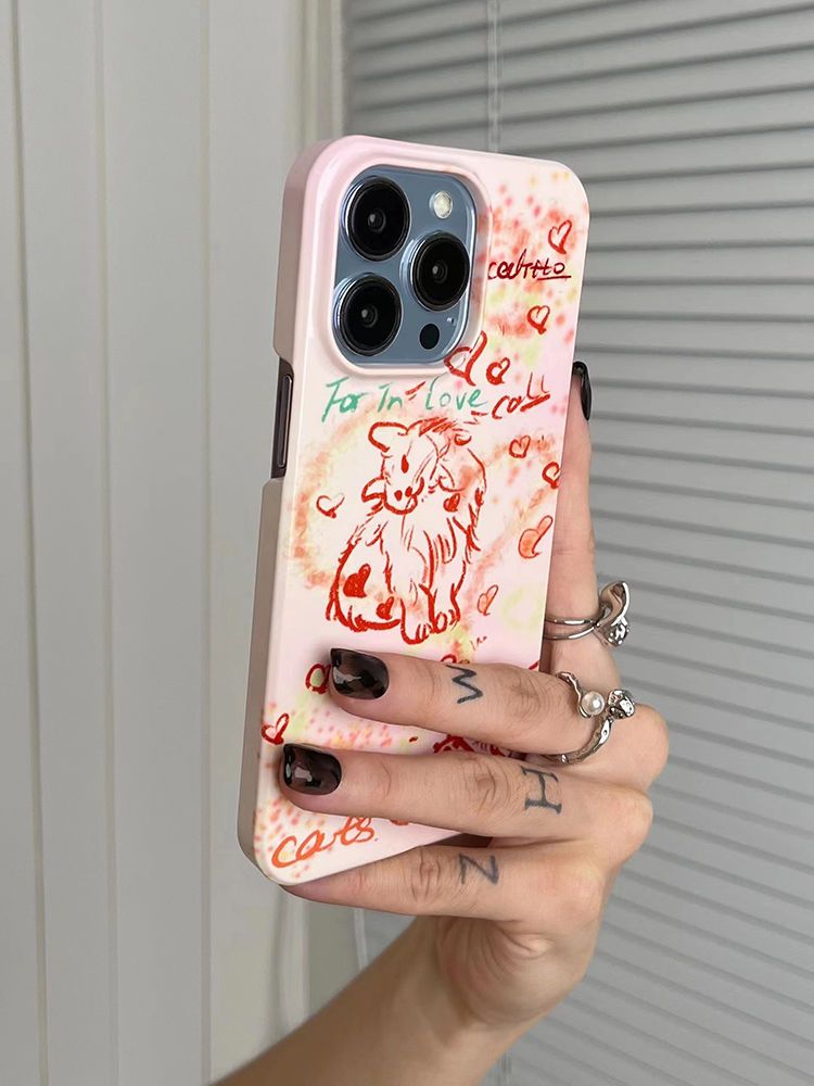 【 16 000 nasbíraných lidí 】 Nový růžový all inclusive kryt s motivem kočky Love Cat pro telefon 14/12promax/11/xr/8plus, odolný proti zašpinění X_voghion.com