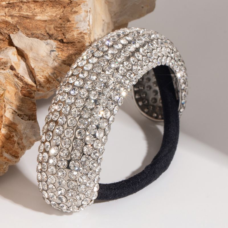 Stainless Steel Diamond Headband Headdress Ins High End Hair Rope Ponytail Rubber Band Headband Cross Border Hair Accessories_voghion.com